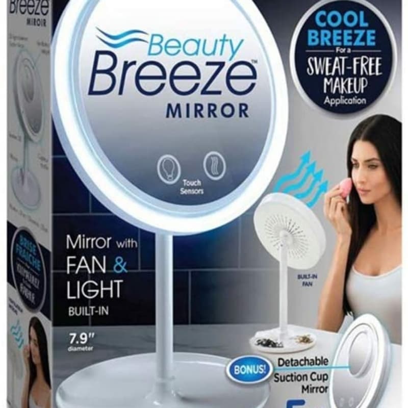 Makeup Mirror with LED Light Vanity Mirror 5X Mirror Built-In Fan LED Light