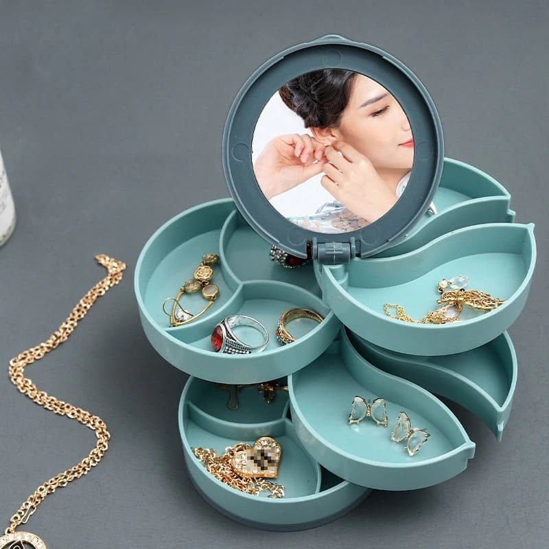 Multi layer Rotating Plastic Jewelry Stand Jewelry Storage Box Earrings Rin