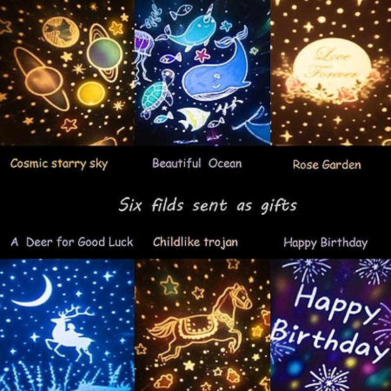 High Quality Kids Projection Lamp,6 Set of Films Night Light Projector,360